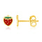 14k Yellow Gold Enameled Strawberry Childrens Earrings